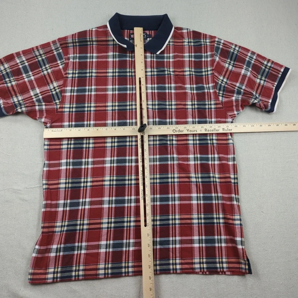 Vintage Chaps Ralph Lauren Shirt Large Red Tartan Plaid Preppy Casual‎